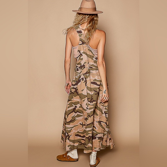 #262 New! Pol Cotton Long Camouflage Overall Dress - Picture 3 of 3